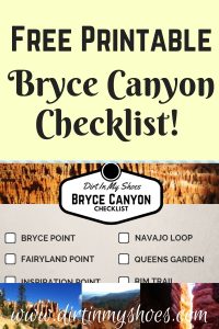 Cost-free Bryce Canyon Record! ⋆ Filth Inside of My Sneakers picture relating to Printable National Park Checklist known as Cost-free Bryce Canyon List! ⋆ Grime In just My Sneakers