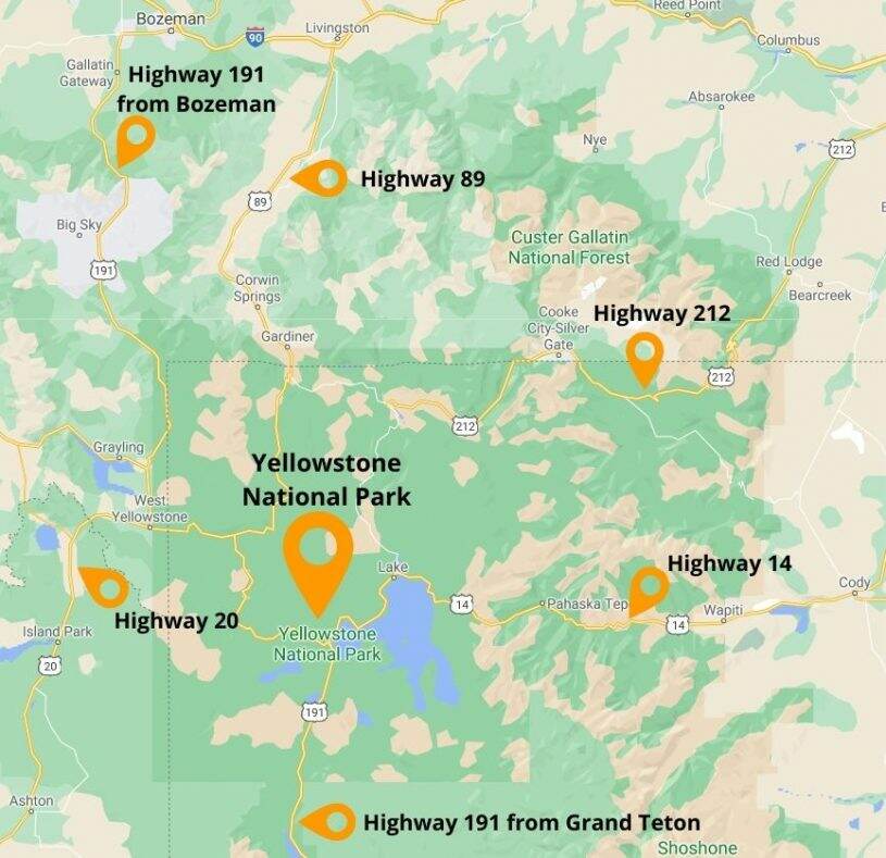 Best Roads to Yellowstone Map || Dirt In My Shoes