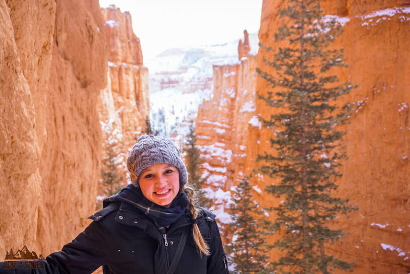 Ash snowshoeing in Bryce Canyon National Park || Exploring the National Parks Podcast