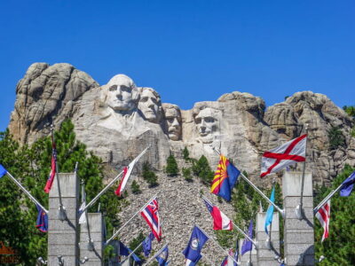 Flags in Mount Rushmore National Memorial